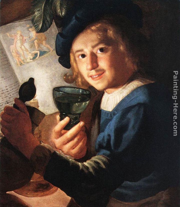 Young Drinker painting - Gerrit van Honthorst Young Drinker art painting